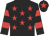 Black, red stars, hooped sleeves and star on cap
