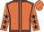 Orange, black seams, orange sleeves, black stars, orange cap