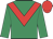 Emerald green, red chevron, red cap