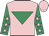 Pink, emerald green inverted triangle, emerald green sleeves, pink stars