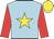 Light blue, yellow star, red sleeves, yellow cap