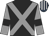 Black, grey cross belts, grey sleeves, black armlets, dark blue and white striped cap