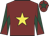 Maroon, yellow star, dark green and maroon diabolo on sleeves, maroon cap, dark green star