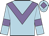 Light blue, mauve chevron, mauve armlets, light blue cap, mauve diamond