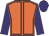 Orange body, purple seams, purple arms, purple cap
