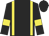 Black body, yellow braces, black arms, yellow armlets, black cap