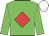 Green body, red diamond, green arms, white cap