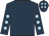 Dark blue, light blue spots on sleeves and cap