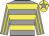 Grey, yellow hoops, striped sleeves, yellow cap, grey star