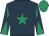 Dark blue, emerald green star, diabolo on sleeves, emerald green cap