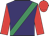 Purple, emerald green sash, red sleeves and cap