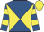 Royal blue and yellow diabolo, hooped sleeves, yellow cap