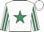 White, emerald green star, striped sleeves