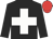 Black, white cross, black sleeves, red cap
