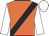 Orange, black sash, white sleeves and cap