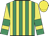 Emerald green and canary yellow stripes, canary yellow sleeves, emerald green armbands and cuffs, yellow cap