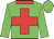 Green, red cross and collar, red, green and white quartered cap