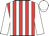 Red and white stripes, white sleeves and cap