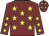 Maroon, yellow stars