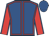 Royal blue, red seams, red sleeves, royal blue seams, royal blue cap