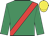 Emerald green, red sash, yellow cap