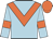 light blue, orange chevron, orange armlets, orange cap