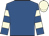 royal blue, cream hoops on sleeves, cream cap