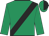 emerald green, black sash, halved cap