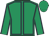 Emerald green, dark blue seams