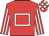 Red, white hollow box, striped sleeves, check cap