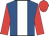 Royal blue, white stripe, red sleeves and cap