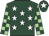 Dark green, white stars, light green and dark green check sleeves, dark green cap, white star
