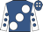 Royal blue, large white spots, white sleeves, royal blue spots, royal blue cap, white spots