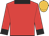 Red, black collar and cuffs, old gold cap
