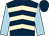 Dark blue & beige chevrons, light blue sleeves, dark blue cap