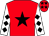Red, black star, white sleeves, black diamonds, red cap, black stars
