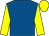 royal blue, yellow sleeves and cap