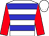 White body, blue hooped, red arms, white cap