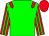 Green body, red epaulettes, red arms, green striped, red cap