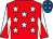 Red, white stars, white and red diabolo on sleeves, royal blue cap, white stars