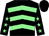 Black, light green chevrons, black sleeves, light green stars, black cap