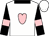 White, pink heart, black collar, black sleeves,pink armlets, white cap, pink heart