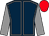 Dark blue, grey seams and sleeves, red cap