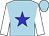 Light blue, blue star, white sleeves, light blue cap