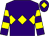 Purple, yellow triple diamond, hooped sleeves and diamond on cap