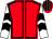 Red, black seams, white sleeves, black chevrons, red & black striped cap