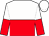 White and red halved horizontally, halved sleeves, white cap