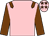 Pink, chocolate epaulets, chocolate sleeves, pink cap, chocolate stars