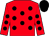 Red, black spots, black cap