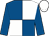 Royal blue and white quartered, royal blue sleeves, white cap